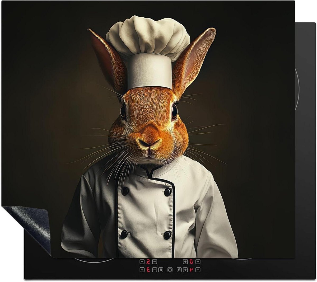 Inductie Beschermer - Kookplaat Mat - Keuken Werkruimte - Unieke Foto Print - 60x52 cm - Konijn Kok