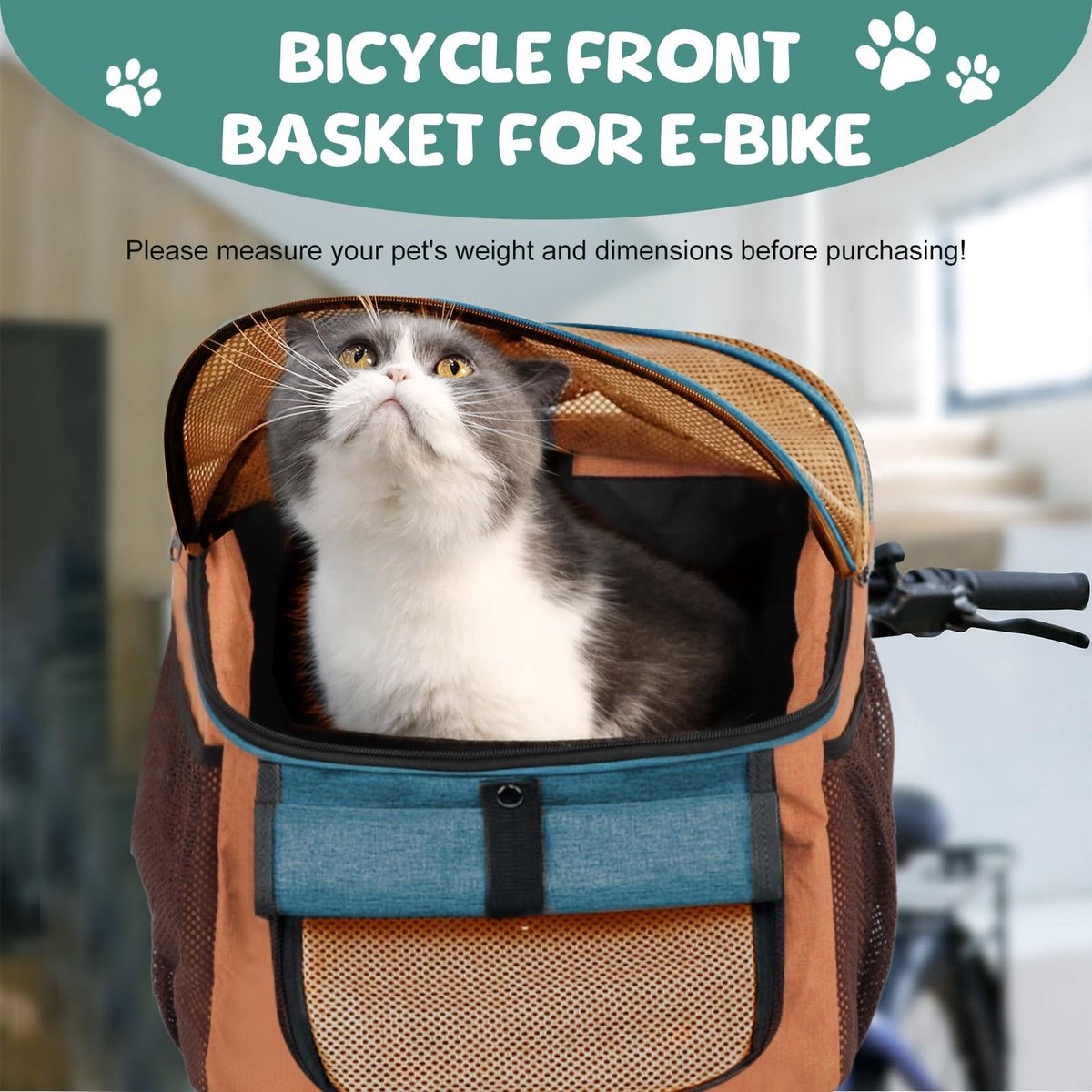 Dailygoods- Fietsmand vooraan - Geschikt voor honden - Opvouwbaar - Oxford-stof/PVC - Eenvoudige stijl - Centrale displaybreedte < 10 cm - Huisdierenfietsmand
