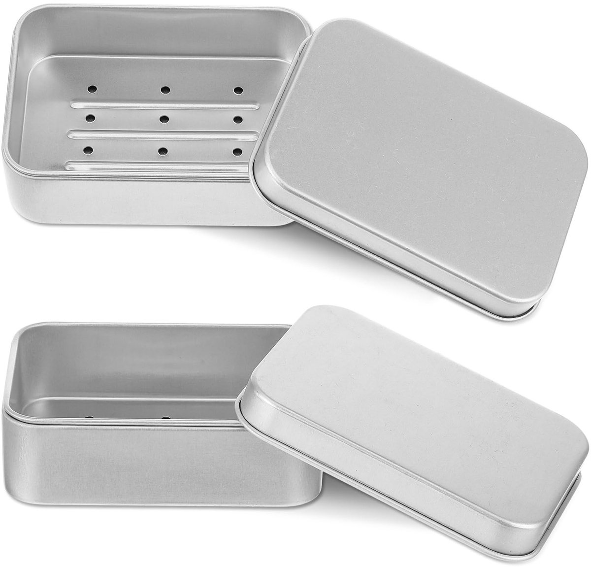 Dailygoods- Zeepdoosje Reis - Aluminium - 2 Stuks - Waterdicht - Zelfdrainend - Compact - Ideaal voor Camping - Zeepcontainer