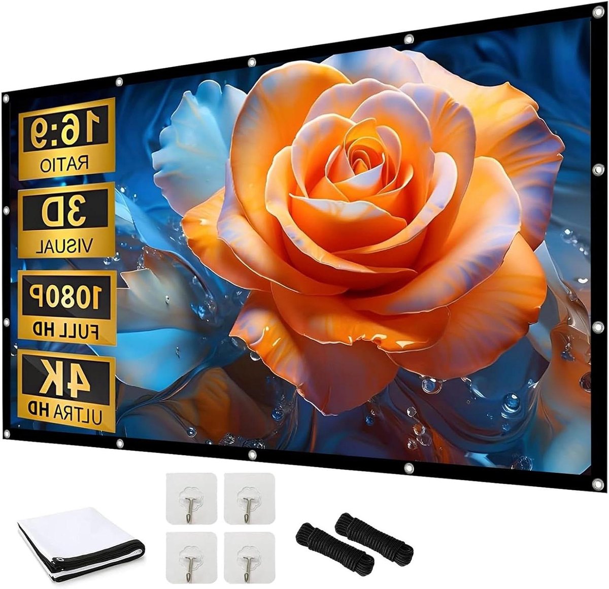 Projectiescherm - Filmscherm - Thuisbioscoop Creëren - Kreukvrij Canvas - 60 inch - Wit