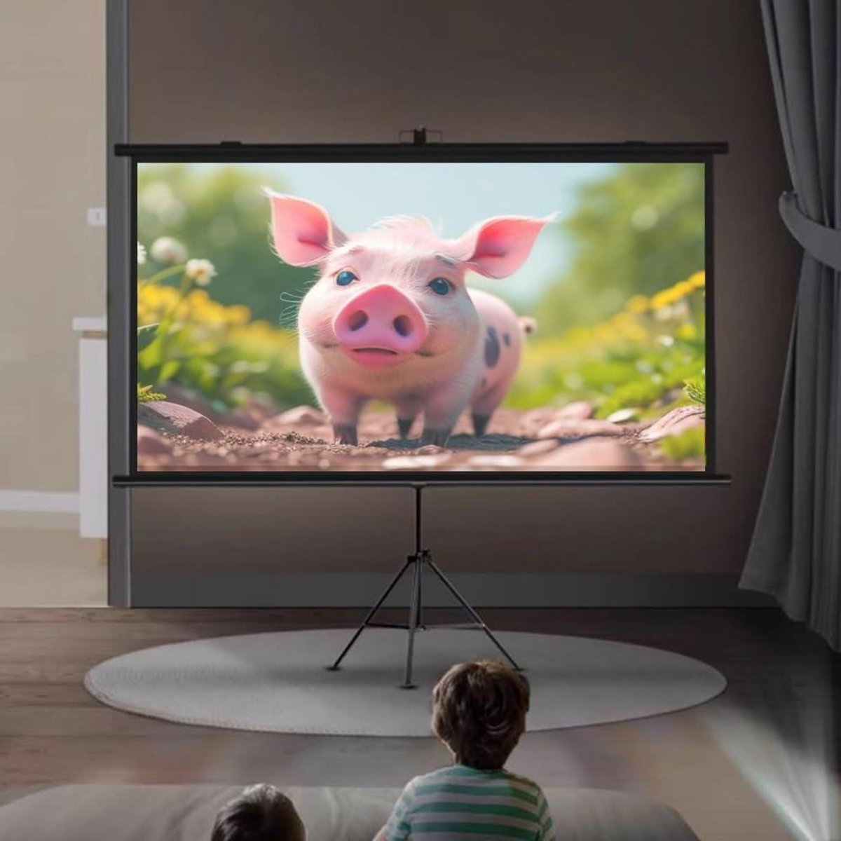 Projectiescherm Statief - Mobiel Filmscherm - Thuisbioscoop - In Hoogte Verstelbaar - 40 Inch - Zwart