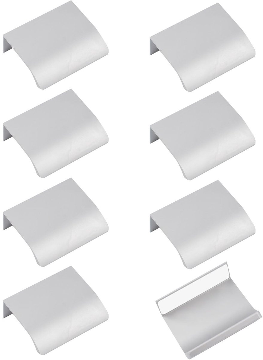 Dailygoods- Vingerranden Set van 8 - Zelfklevend - Aluminiumlegering - Onzichtbare Kledingknoppen - 50 mm - Modern Design - Ladehandvat