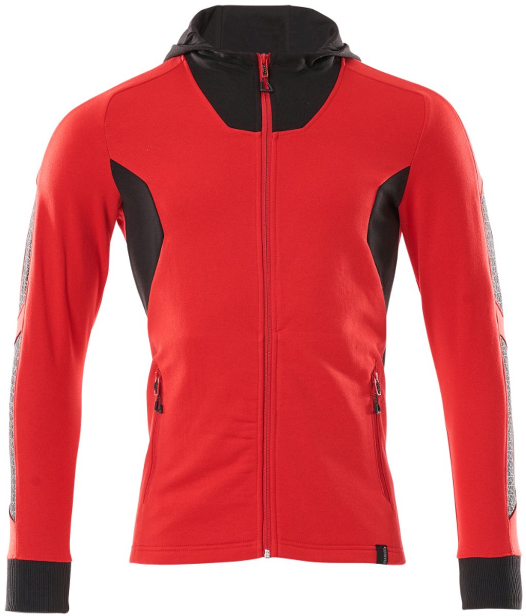 Mascot Accelerate Capuchontrui met rits 18584-962 - signaalrood/zwart - L