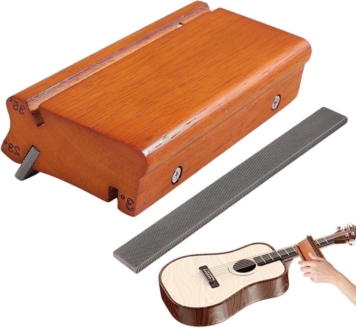 Gitaarafkantgereedschap - Fretvijl instrument - Instrument reparatie - Multi-hoek ontwerp - 15.2 x 7.2 cm - Houtkleur