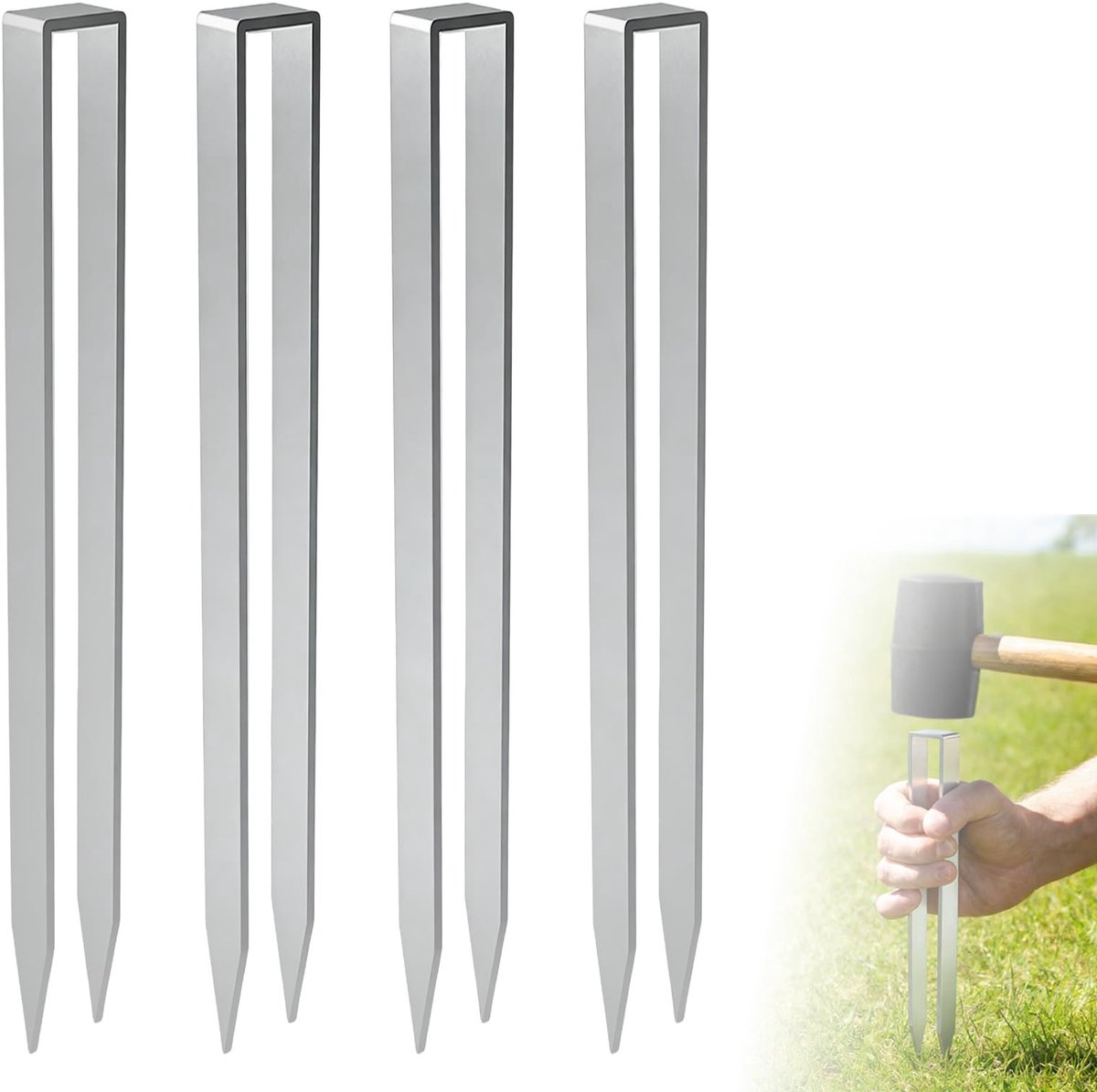 Dailygoods- Grondankers U-vormig 4 stuks - Roestvrij Staal - Robuuste Bevestiging - Voor Rozenbogen - Tuin en Outdoor Structuren - Corrosiebestendig - Tuinankers