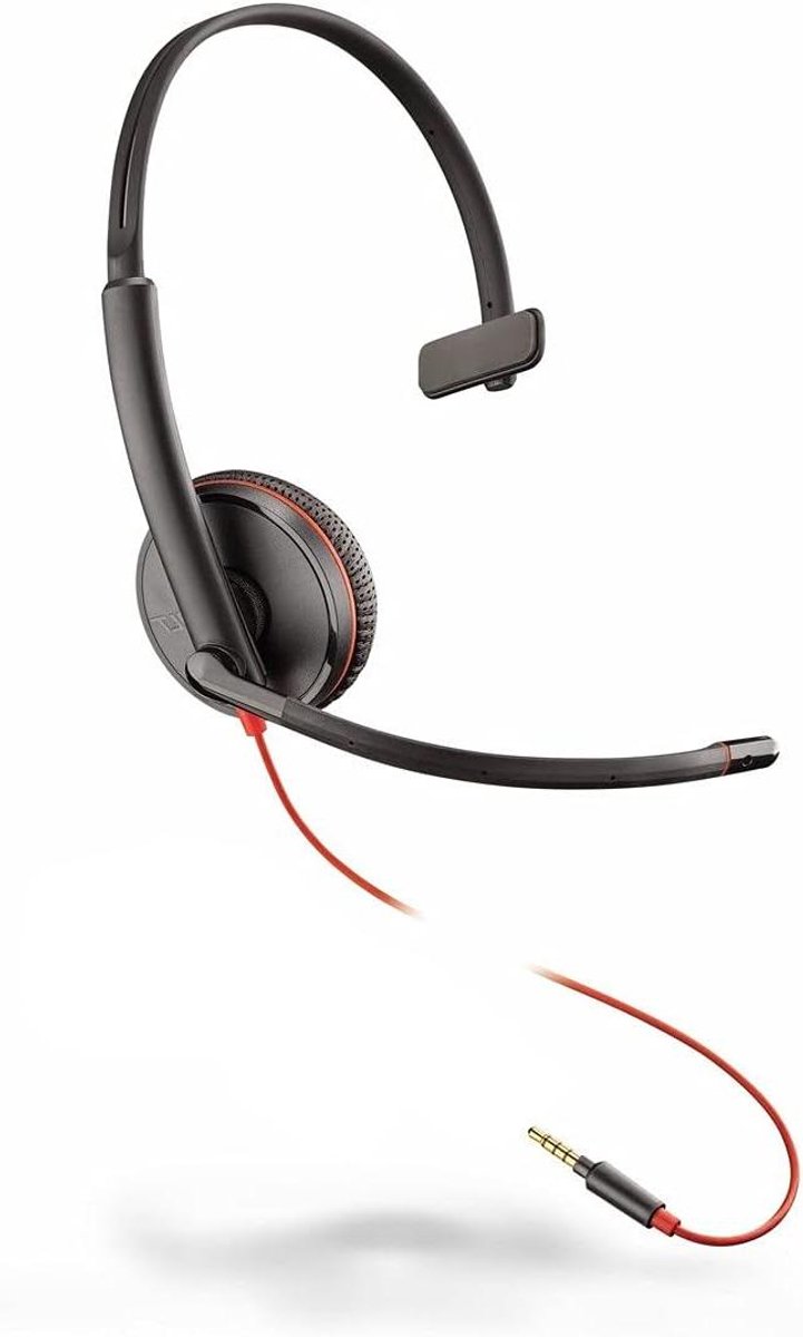 Bedrade Headset - Monaural Oortje - Professioneel Bellen - 35mm Aansluiting - Lichtgewicht Ontwerp - Zwart