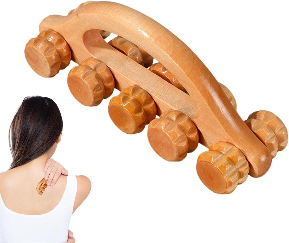 Handmatige Massage Roller - Houten Spiermassager - Spierherstel Bevorderen - Multi-convexe ontwerp - 15 x 8 x 5 cm