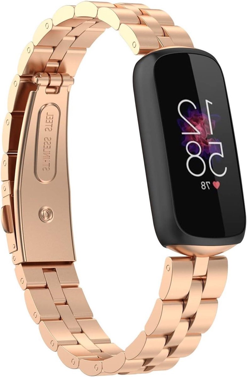 Fitbit Luxe Armband - Metalen band - Smartwatch personaliseren - Roestvrij staal - 30 g - Zilver