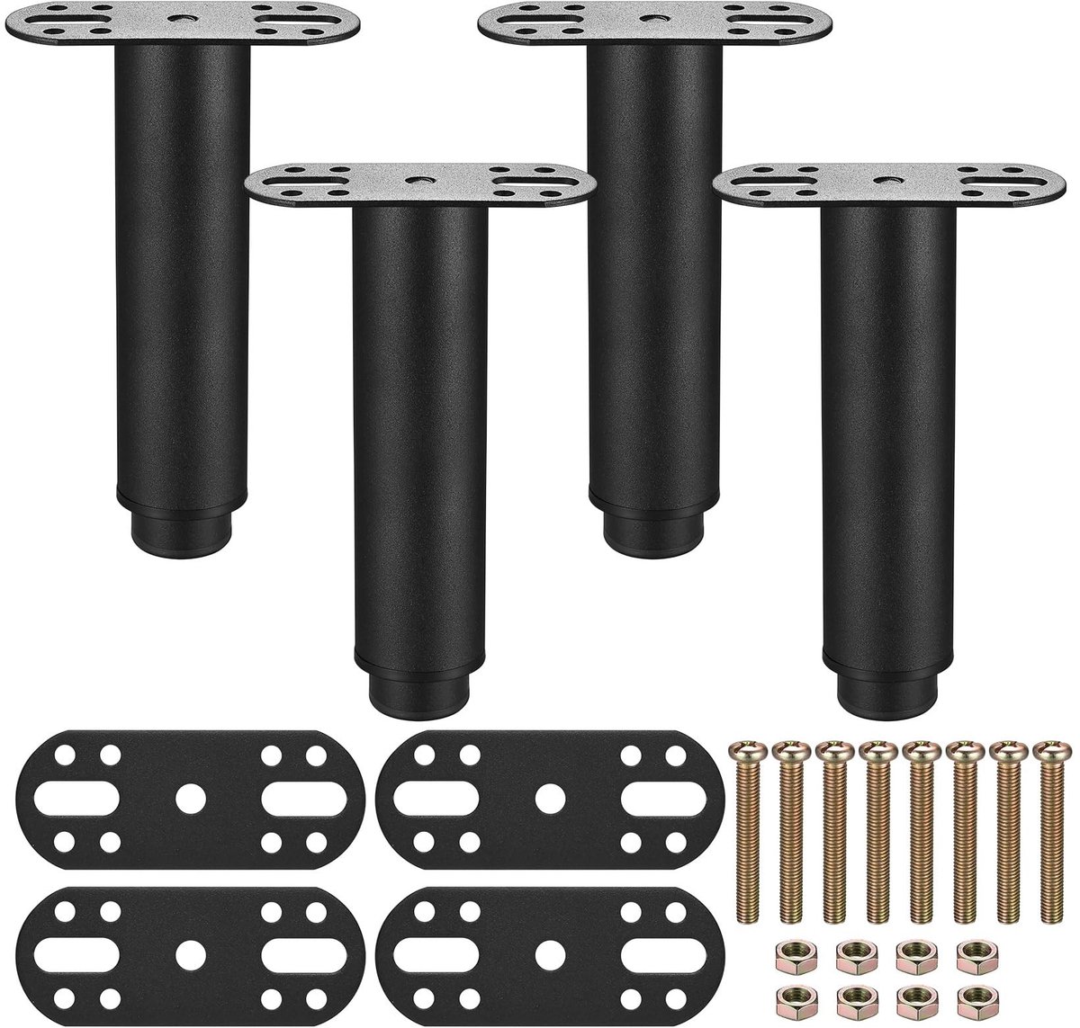 Dailygoods- Meubelpoten Verstelbaar 15-25 cm - Set van 4 - Antislip - Sterk en Duurzaam - Hoog Draagvermogen - Slijtvast Nylon - Bedpoten