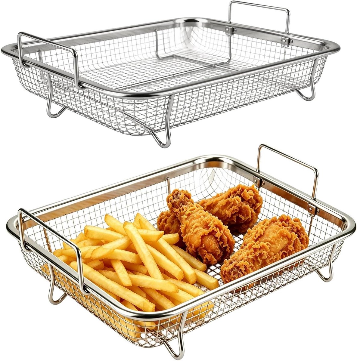 Grillmand Roestvrijstaal - BBQ Mand Bakmand - Grillen en Bakken - Mesh Ontwerp - 22 x 305 x 8 cm