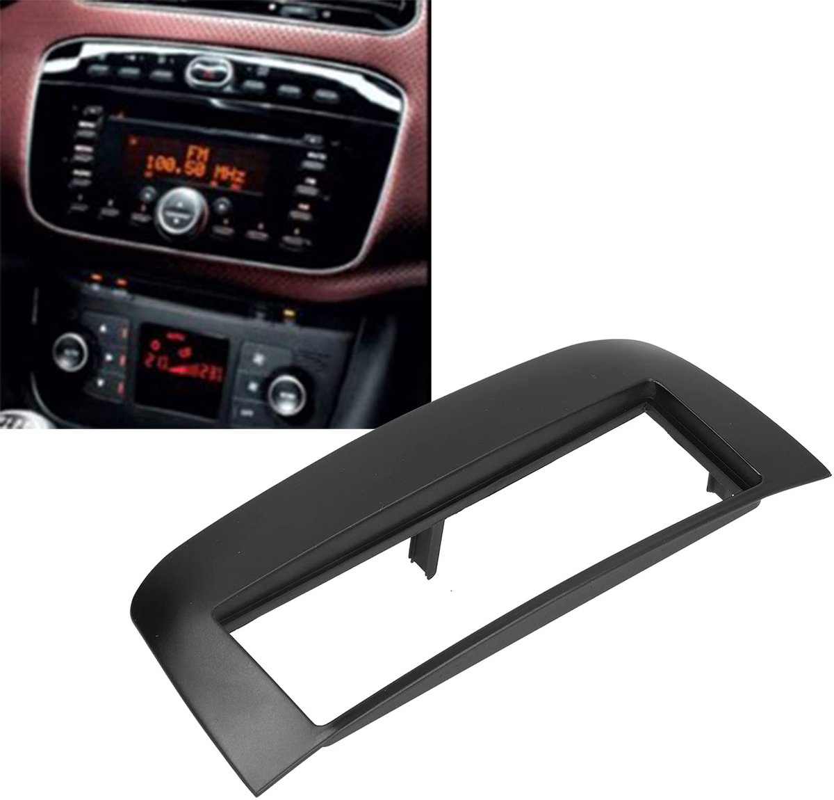Dailygoods- Radio Fascia Nauwkeurig geproduceerd - 1-Din Bezel - ABS Materiaal - Stijlvol Ontwerp - Geschikt voor Punto EVO 2009-2017 - Eenvoudige Installatie - Autopaneel