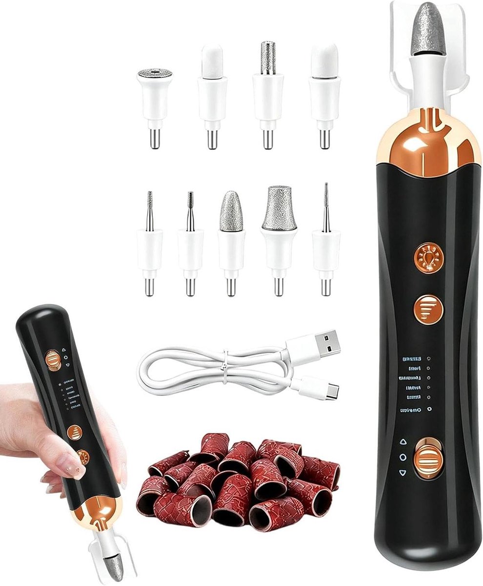 Elektrische Nagelfrees - Nagelvijl Boor - Manicure Pedicure - Ingebouwde LED-verlichting - 21.7 x 13.7 x 4.6 cm - Wit