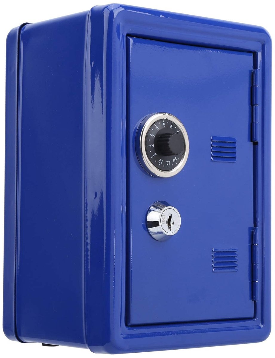 Dailygoods- Spaarpot Mini Sleutel - Kluis voor Kinderen - Spaarvarken - Geldkluis met Wachtwoord - Metaal - Afmetingen 18x12x10 cm