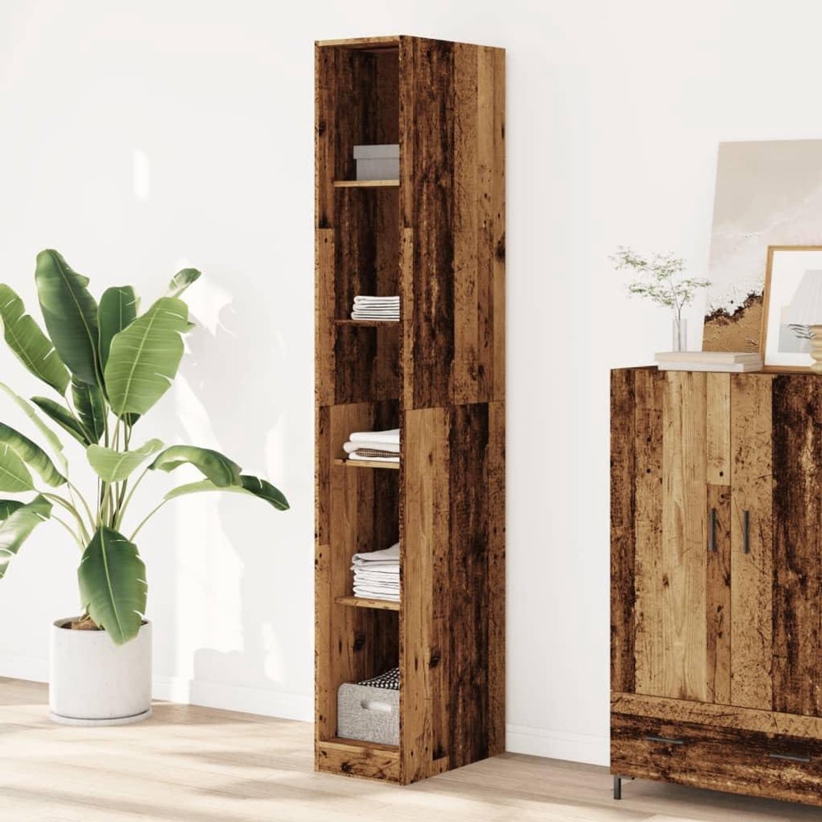 Garderobe Kast - Opbergkast Entree - Kleding Opbergen - Strak Compact Ontwerp - 30x50x200