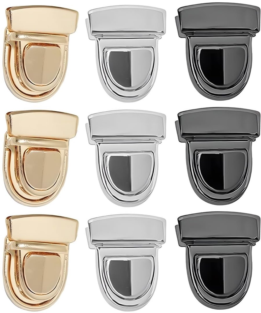 Dailygoods- Sloten 9 Stuks - Hangsloten van Metaal - Spiraalsluiting - Sluitingen voor Tassen - Verstelbaar - Geschikt voor Handwerk - Tasbeugel