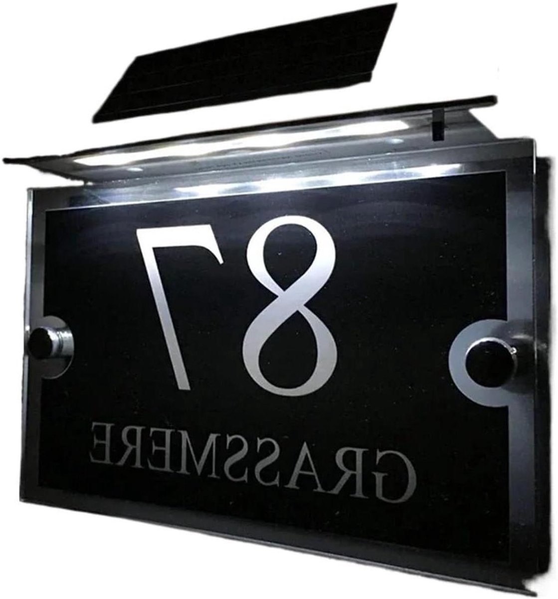 Huisnummer Bord - Gepersonaliseerd Huisbord - Adres Herkenning - Modern Minimalistisch Design - 20cm Breed - Zwart