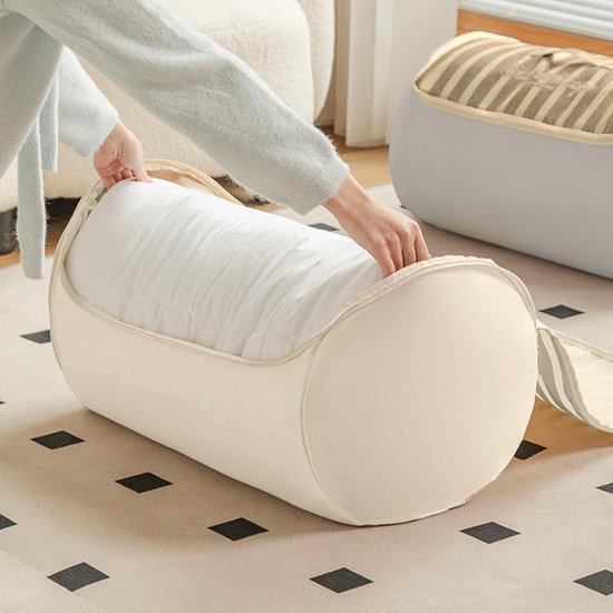 Opbergtas Dekbed - Dekbedhoes Opberger - Ruimte Besparen - Compressie Rolontwerp - 30 x 20 x 3 cm - Geel — afbeelding 3