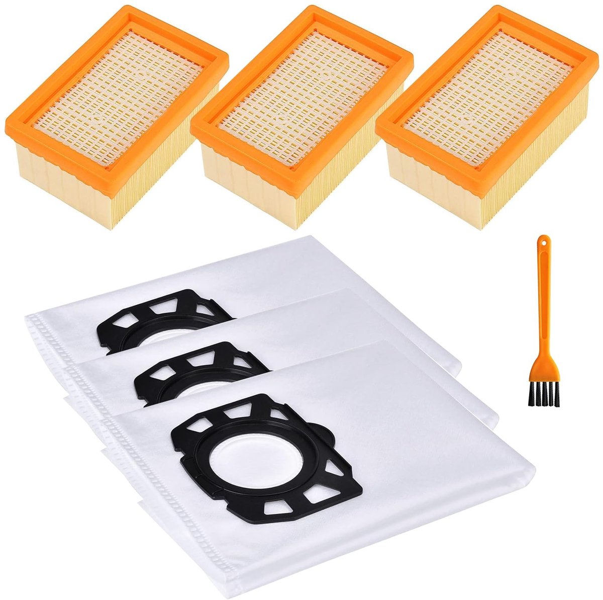 Dailygoods- Stofzuigerfilters 3 Stuks - HEPA Filter - Plat Vouwfilter - Compatibel met Kärcher WD4, WD5, WD6 - Voor MV4, MV5, MV6 - Verlengt levensduur stofzuiger - Stofzuigerzakken