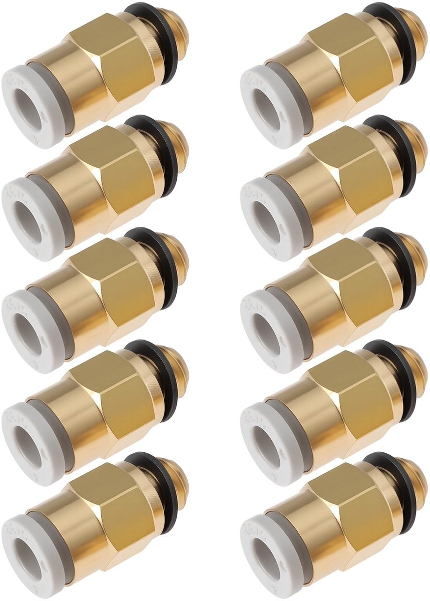 Dailygoods- Extruder Connector M6 - 10 Stuks - Geschikt voor PTFE-buizen - Compatibel met Creality CR-10/Ender-3 - Lengte 17,2 mm - Snelle verbinding - 3D Printer Connector