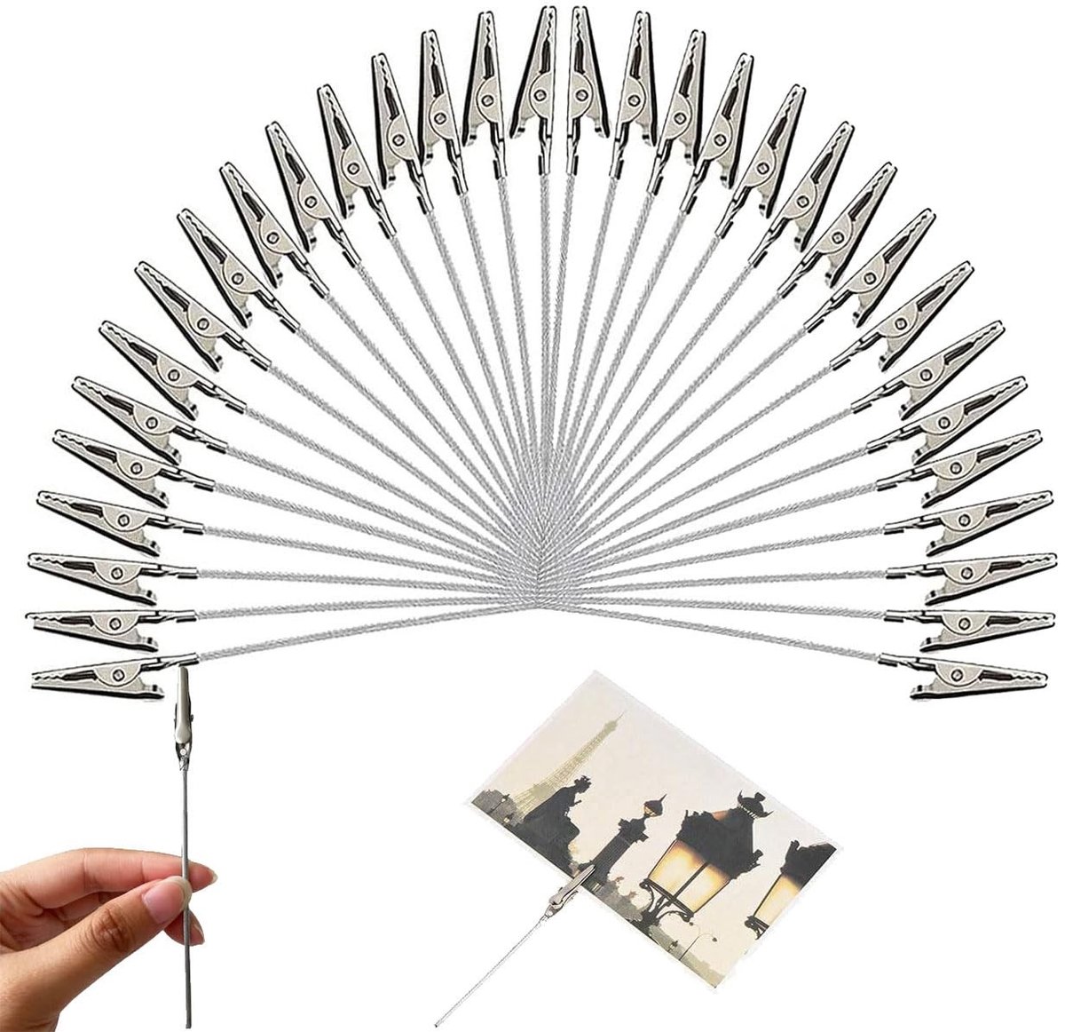Dailygoods- Memoclip 50 Stuks - Krokodillenklemmen - Metaaldraad - Hoogwaardig Staal - Roestvrij - Perfect voor Notities - Klem