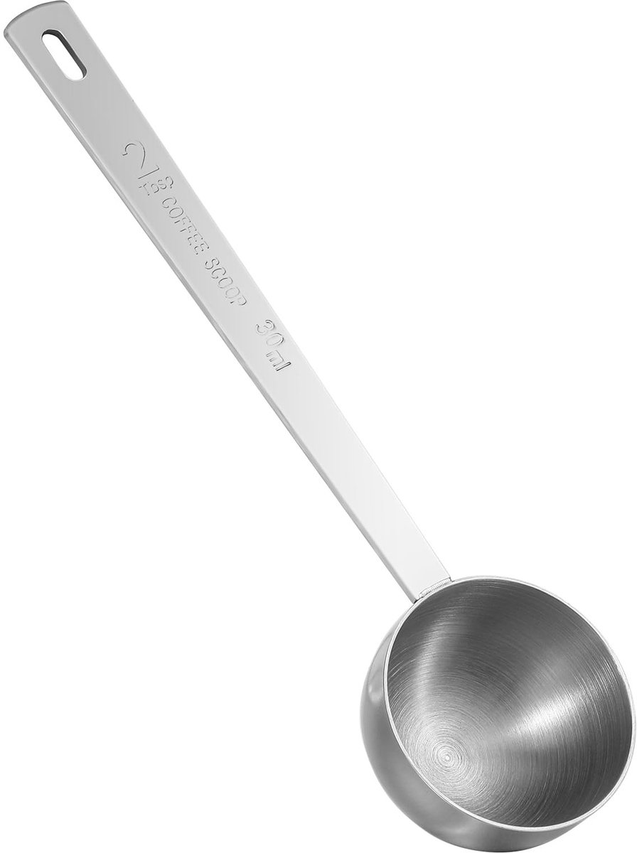 Dailygoods- Koffielepel Met Lange Handgreep - Maatlepel 15 ml - Roestvrij Staal - Herbruikbaar - Geschikt Voor Koffie/Thee - 14,5 x 3,7 cm
