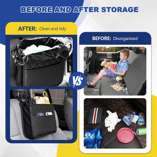Auto achterbankorganizer - Auto organizer - Hangende autostoelorganizer - Geschikt voor kinderen en volwassenen - 25,5*25*9 cm - Zwart van Merkloos — afbeelding 2
