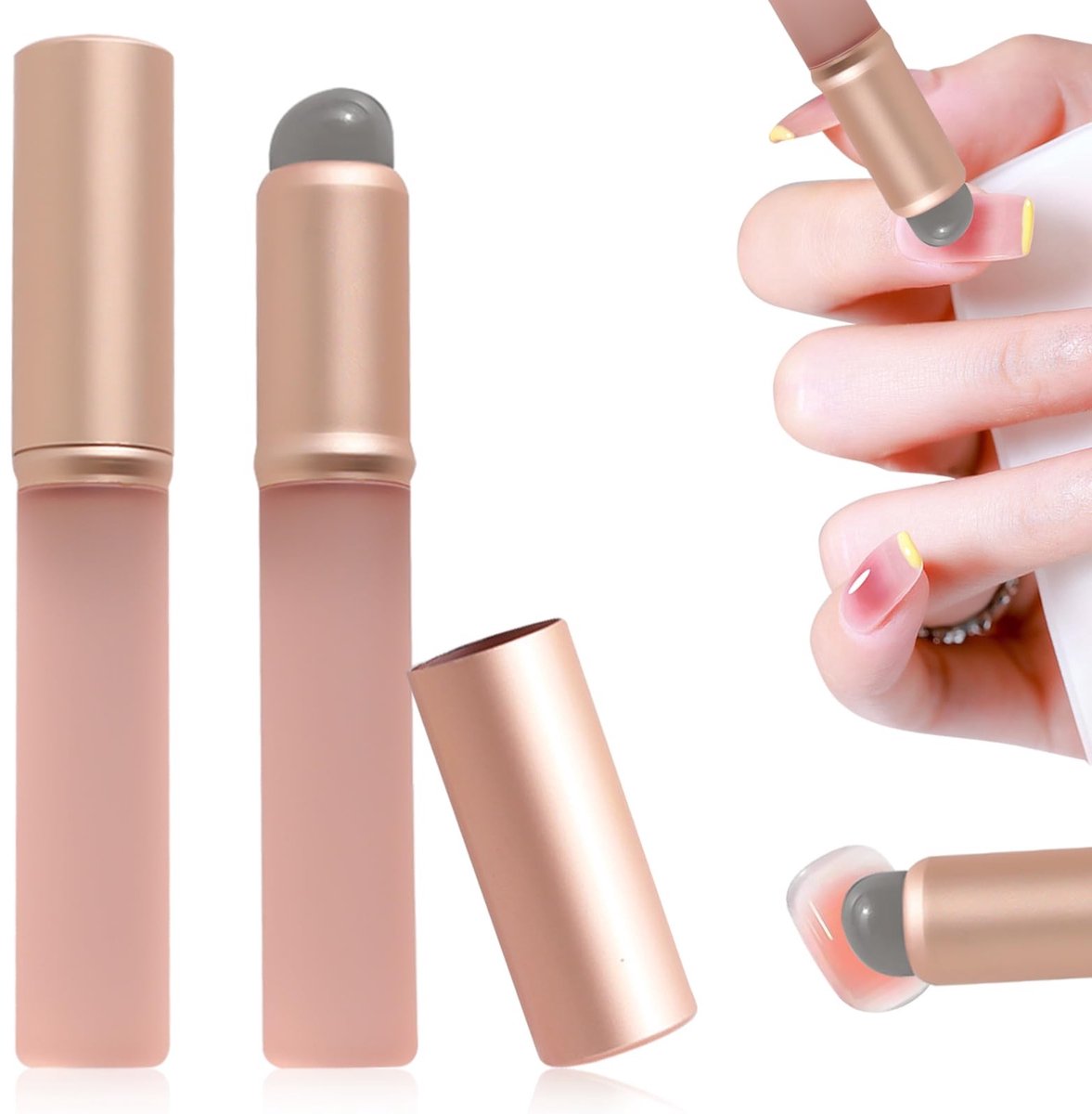 Dailygoods- Nagelborstel Herbruikbaar - Ombre Nagelborstel - Siliconen Nagelgereedschap - Draagbaar - Licht Schuin Ontwerp - Beschermdoppen - Nagelkwast