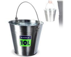 KADAX Emmer, robuuste zinkemmer met ergonomische handgreep, asemmer met versterkte bodem, kolenemmer met massieve wanden, metalen emmer voor stenen, bloembedden, as, bulkgoederen, 10 liter