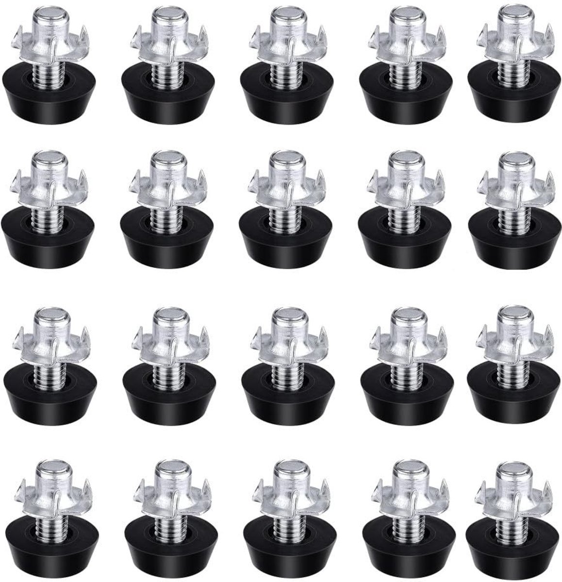 Dailygoods- Meubelpoten Verstelbaar - 20 Stuks - Nivelleringspoten - Tafelpoten - M6 x 18 mm - Zwart/Zilver - Voor Binnen/Buiten - Verstelbare Poten