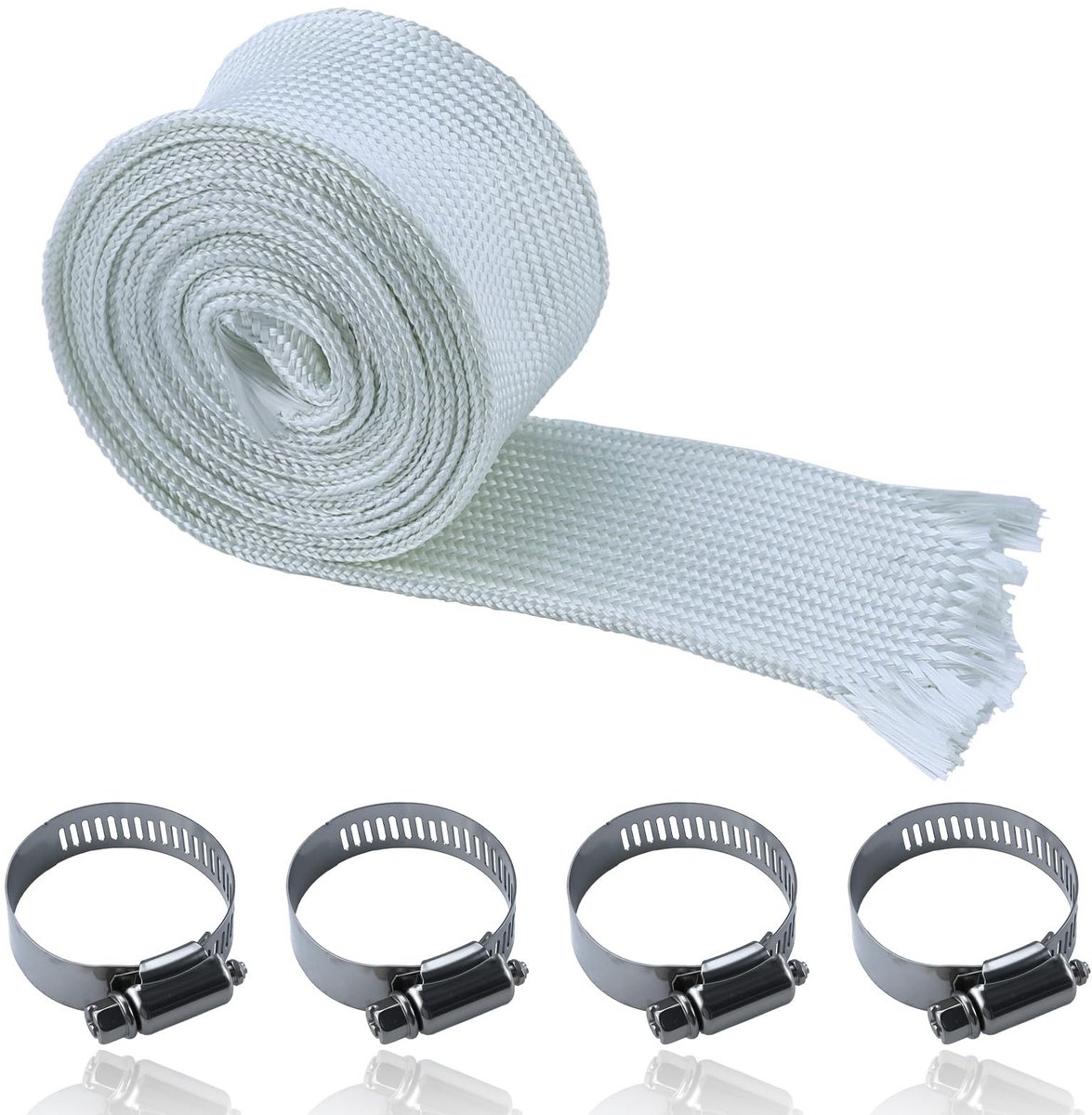 Dailygoods- Uitlaatslang 30 mm - Hittebeschermingsslang - Glasvezelslang - Duurzaam - 3 meter - Inclusief 4 slangklemmen - Hittebestendige Slang