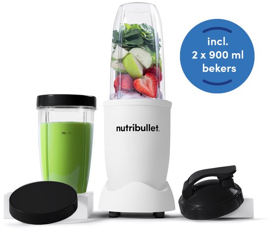 Nutribullet Exclusive Blender - 900 Watt - Smoothie Maker - Twee 900 ml Drinkbekers- Incl. To Go Desksel en Bewaardeksel - BPA & BPS-vrij - Wit
