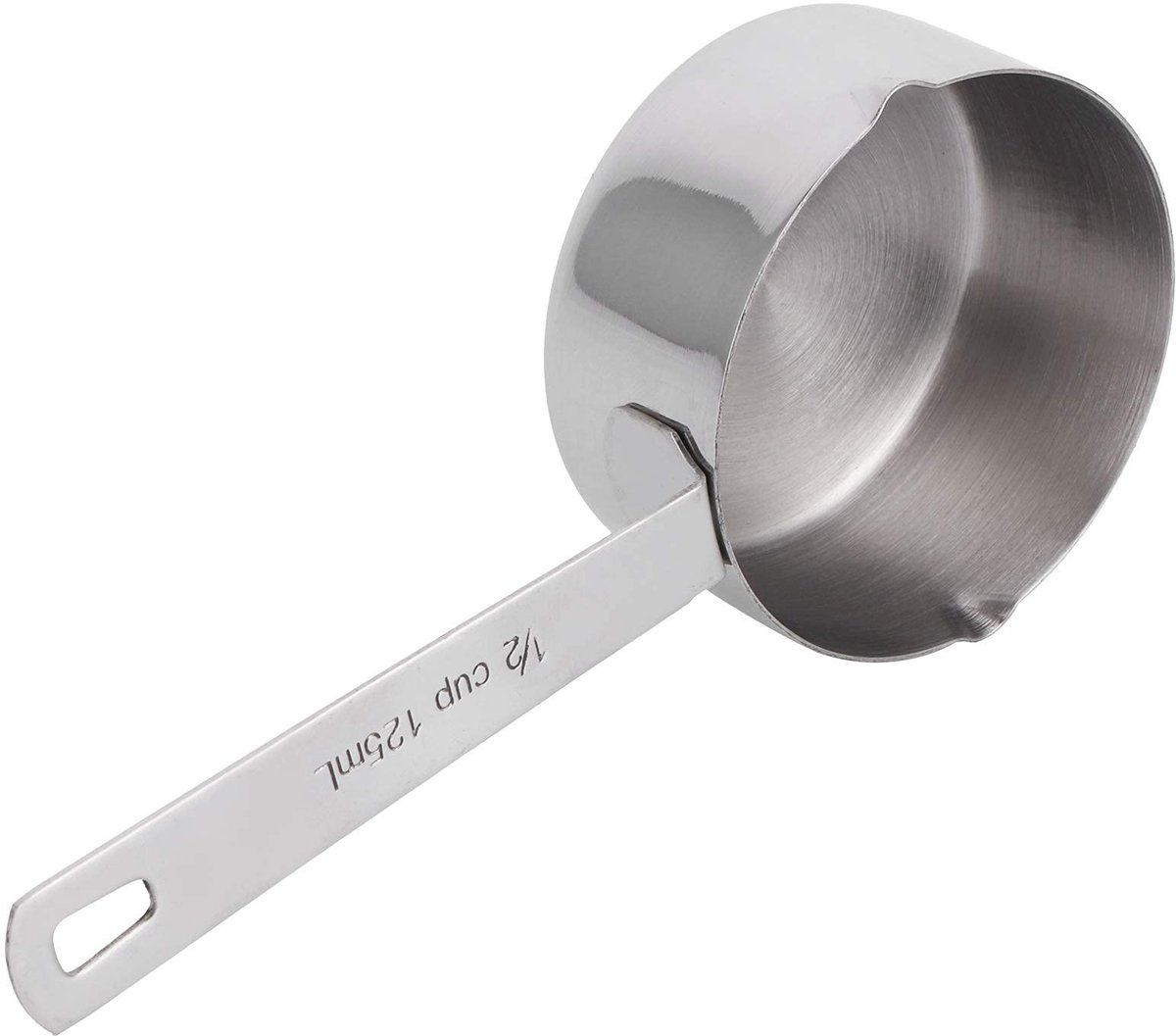 Dailygoods- Maatbekers Roestvrij Staal - Maatlepels - Keuken - 1/2 Cup - 125ml - Voor Droge/Vloeibare Ingrediënten - Maatbeker