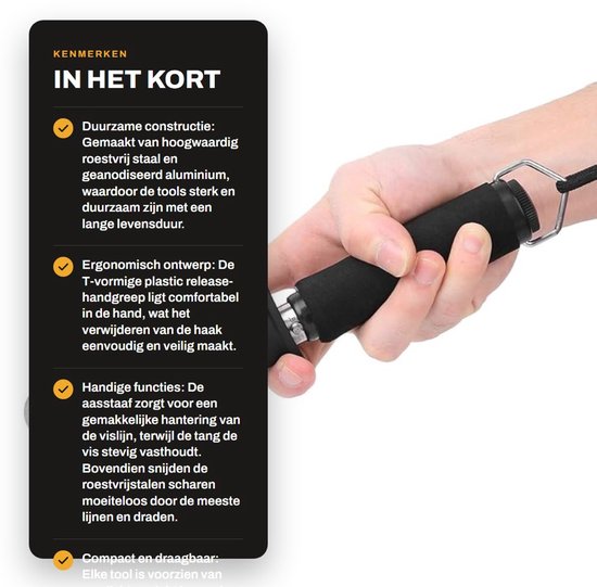 Professionele Vissersset - Hoogwaardige RVS Pliers met Haakverwijderaar voor Zeevisserij van Merkloos — afbeelding 3