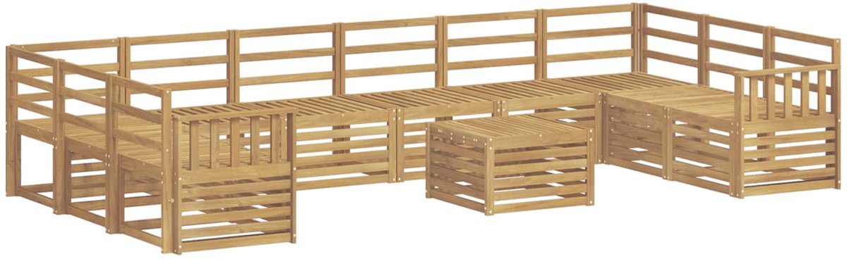 vidaXL Buiten - bank - set - 11 - st - 10-zits - Wit - Massief - Acacia - Hout