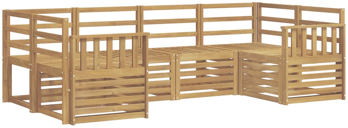 vidaXL Buiten - bank - set - 6 - st - 6-zits - Wit - Massief - Acacia - Hout