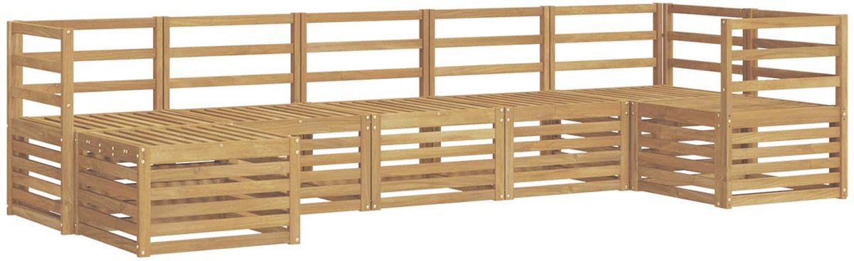 vidaXL Buiten - bank - set - 7 - st - 6-zits - Wit - Solid - Acacia - Wood