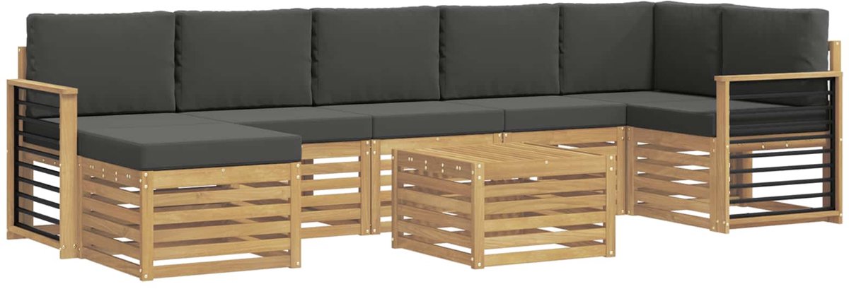 vidaXL Buiten - bank - set - 8 - st - 8-zits - Wit - en - antracietkleurig - Polyester Wit en antracietkleurig