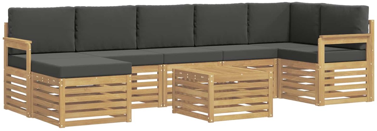 vidaXL Buiten - bank - set - 8 - st - 8-zits - Wit - en - antracietkleurig - Polyester Wit en antracietkleurig