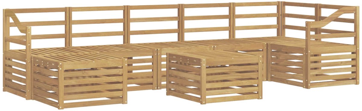 vidaXL Buiten - bank - set - 8 - st - 8-zits - Wit - Massief - Acacia - Hout