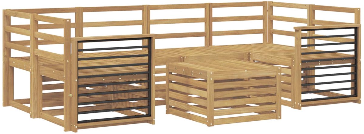 vidaXL Buiten - bank - set - 7 - st - 6-zits - White - Solid - Acacia - Wood Wit