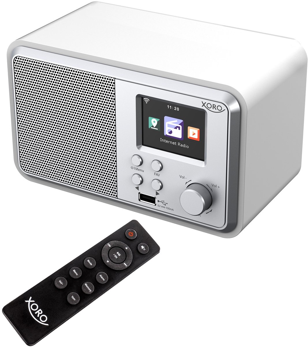 XORO DAB 300 IR WLAN-Internet Radio met FM-DAB+ , Bluetooth, Wekker, USB, UPnP, Muziek Streaming, 6,09 cm kleuren-TFT-