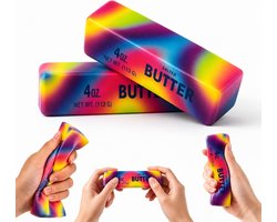 OLOEY Set van 2 Regenboog 'Butter Squishy' Speeltjes-Schattige-Zachte en Langzaam Terugkerende Knijpspeeltjes voor Stressverlichting-Sensorisch Fidget-speelgoed voor Bureau-Kantoor-Feestjes en Cadeaumanden