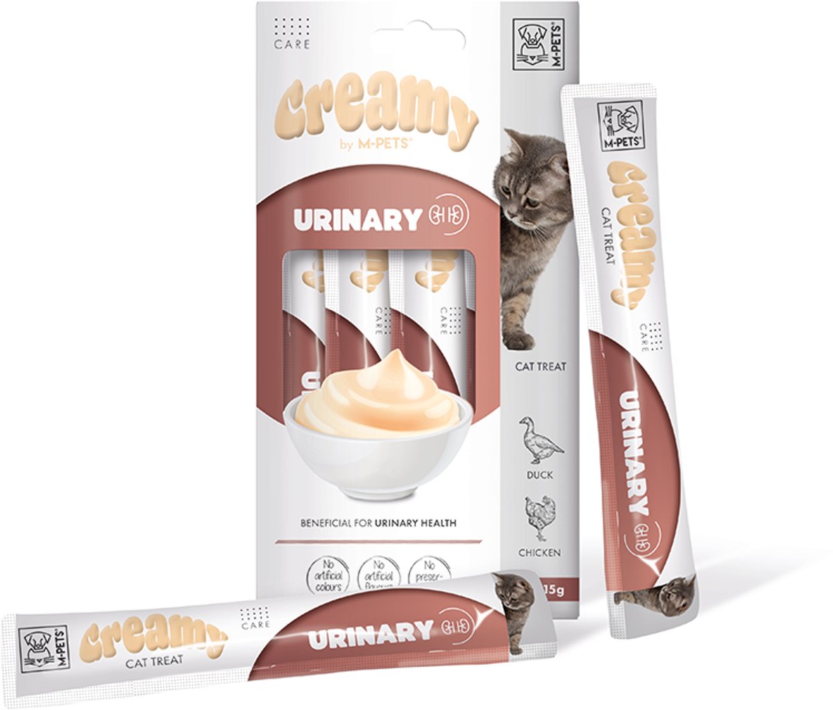M-PETS Creamy kat functionele snack urinewegen - eend & kip 60g - per 12