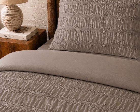 Seersucker Dekbedovertrek Taupe - 240 x 200/220 cm + 2 kussenslopen — afbeelding 4