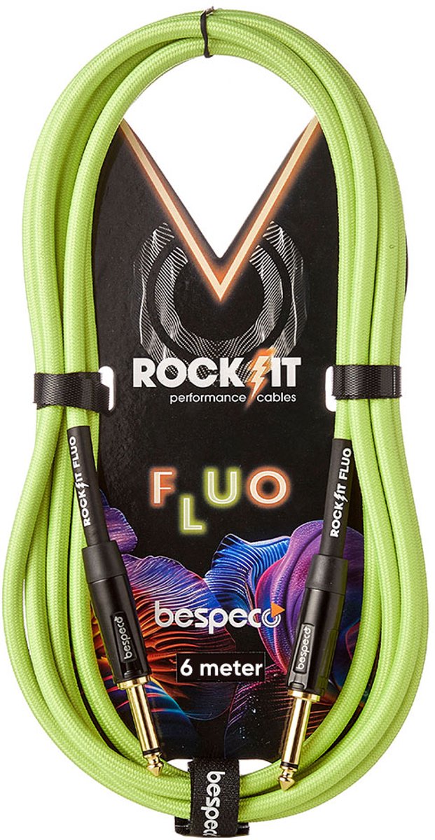 Bespeco RKJJ600FYE Rock-It Fluo Series Fluo Geel Gitaarkabel 6 Meter