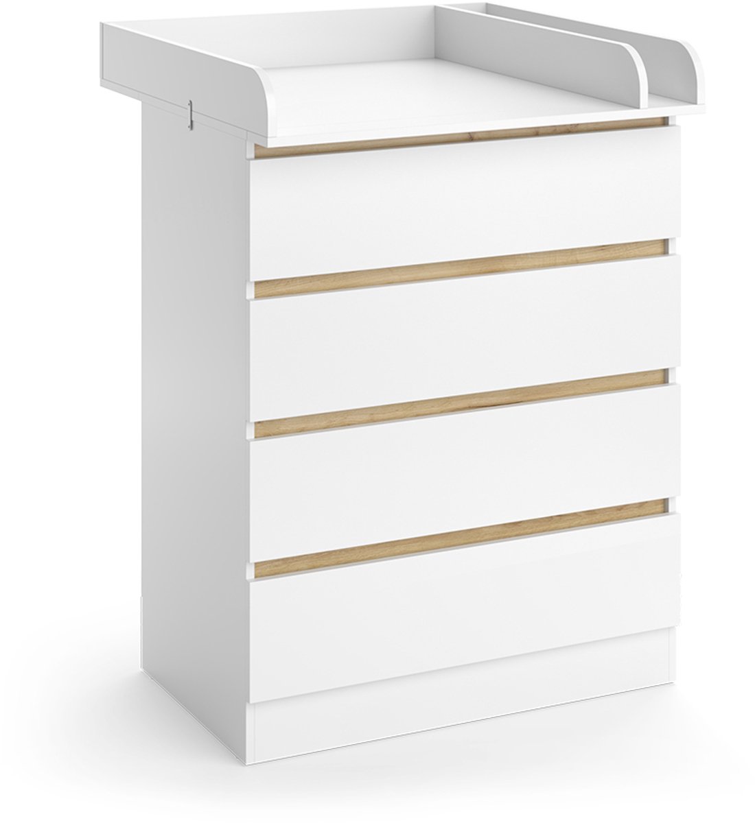 Vitalispa Commode Emmi, Wit/Goudkleurig Eiken, 80 x 111.7 cm met 4 laden