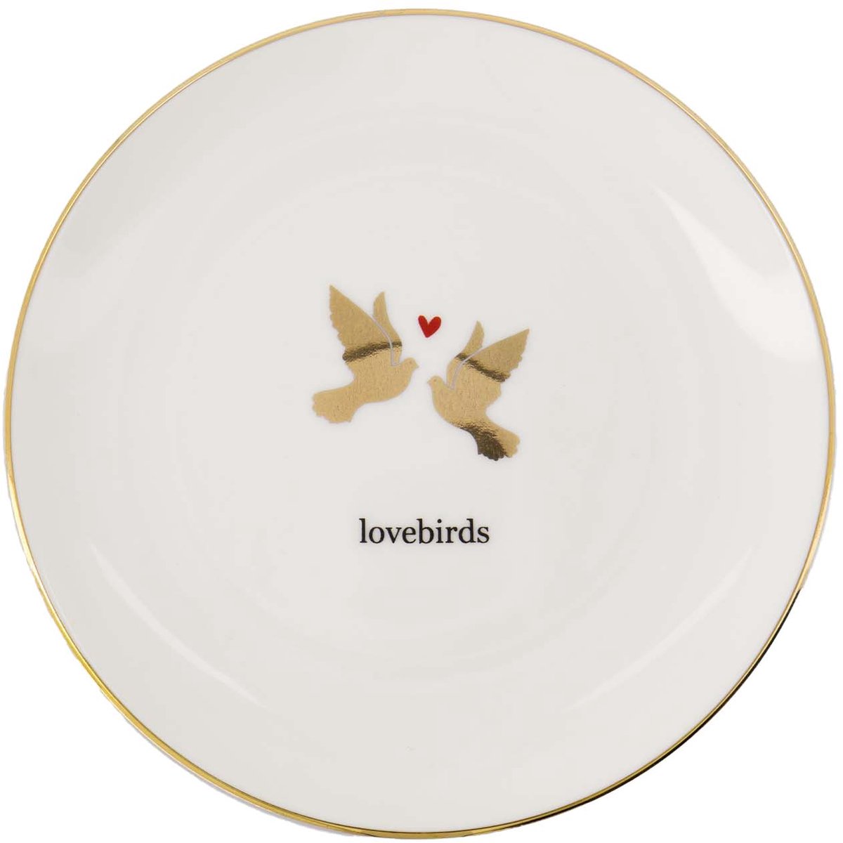 Zusss Gebaksbordje Lovebirds Keramiek White / Gold