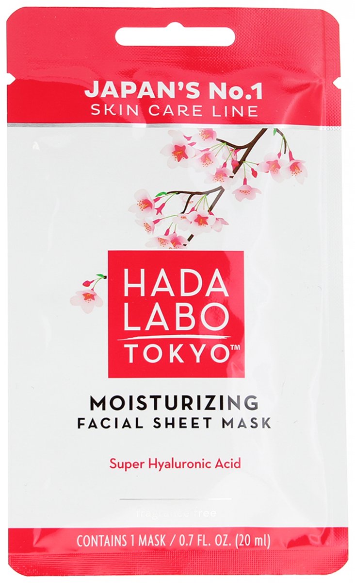 Hada Labo Tokyo Hydraterend Sheet Mask – Gezichtsmasker met Hyaluronzuur – Intens Hydraterend Facial Mask – Gezichtsverzorging – 20 ml Sachet