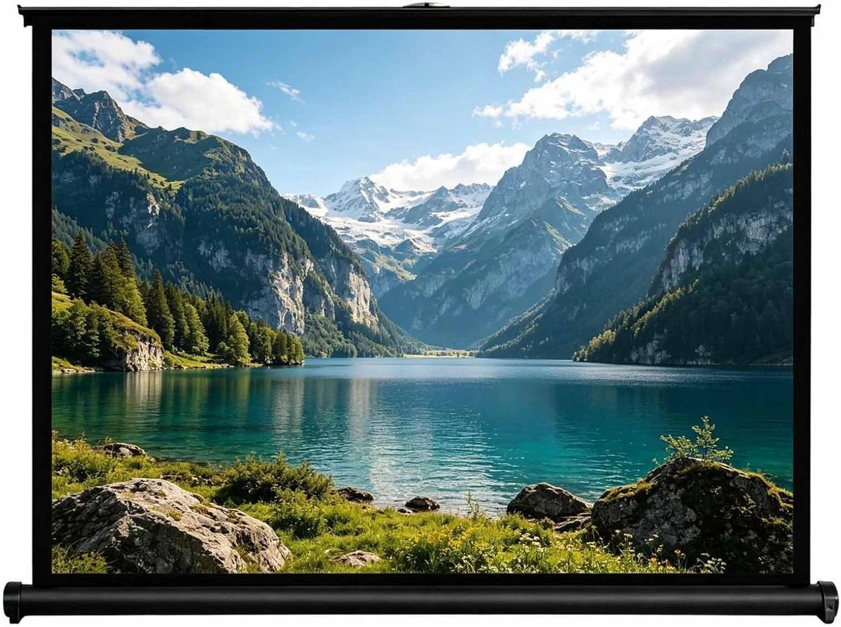 Draagbaar Projectiescherm - Intrekbaar Scherm - Thuisbioscoop Buiten - Met Draagtas - 50 Inch - Wit