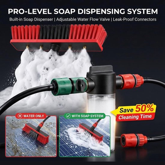 Telescoopsteel - Reinigingssteel - Ramen Wassen - Carbon Fiber Materiaal - 7.2 Meter - Zwart — afbeelding 2